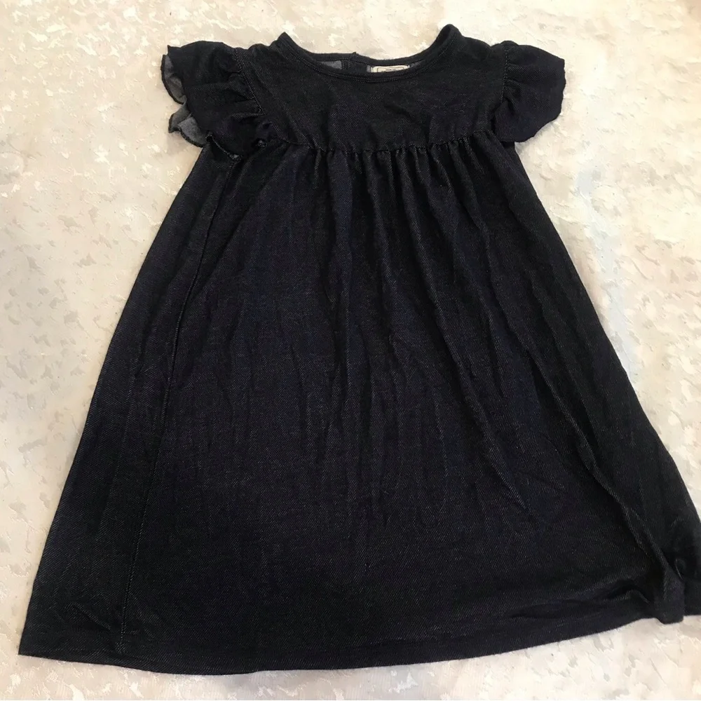 Girls Black Short Sleeve Ruffle Dress Sizr 8